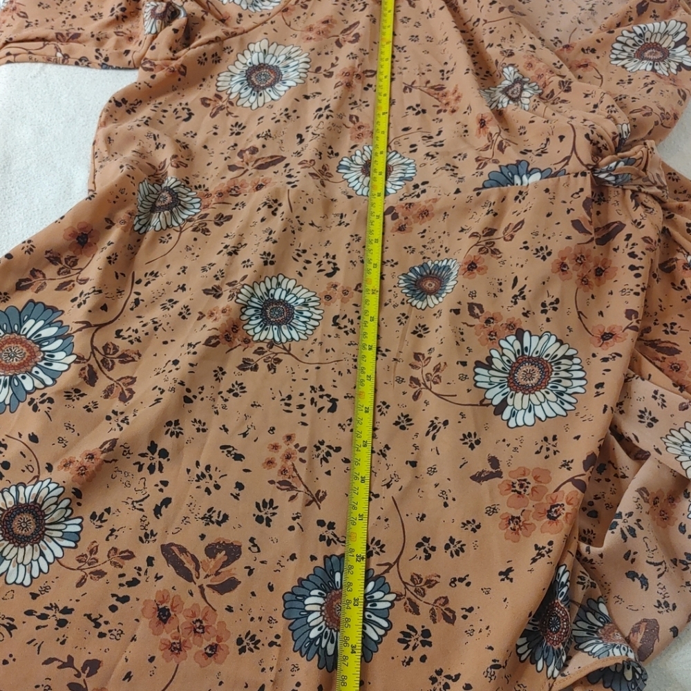 MTL 1980 Womens Sz 5X Floral Print Faux Wrap Bust Midi Dress Career Comfy Flow. - Picture 12 of 13